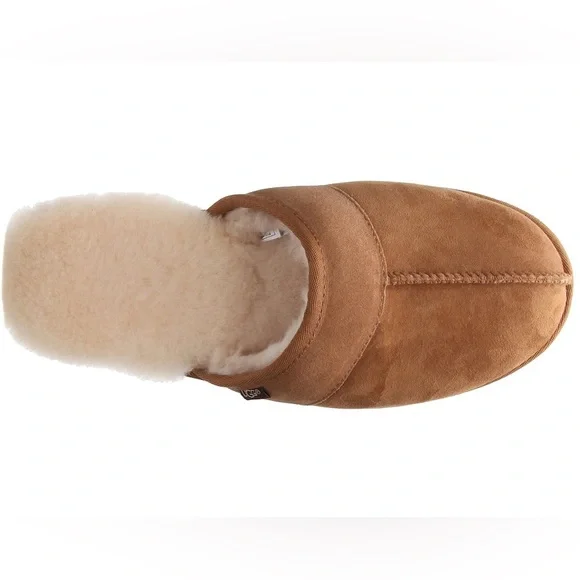 UGG slippers men’s UGG slippers suede upper shearling lining chestnut color - Picture 5 of 7